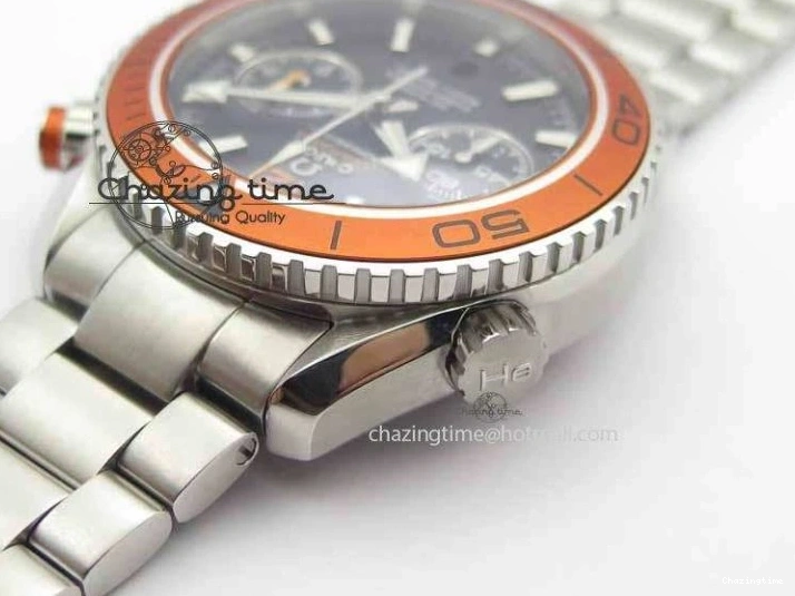0320 Sophisticated Planet Ocean Master Chronometer Chrono SS OM 1:1 Best Edition Orange On SS Bracelet A 8156